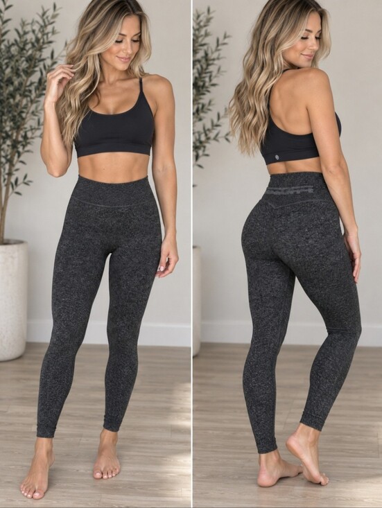 Prozis Pants - Prozis High Waisted Scrunch Butt Seamless Leggings Black Gray Gym Size Small